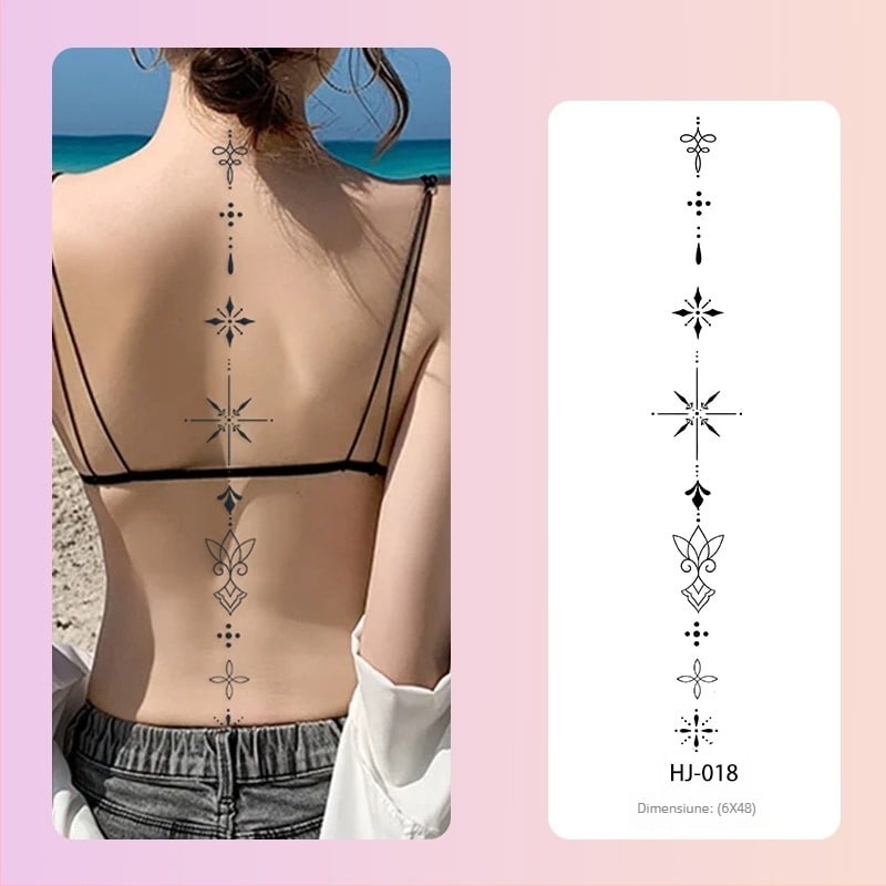 Autocolant de tatuaj pe bază de plante pentru coloana vertebrală, stil Ins, suc dulce și picant de fată, impermeabil, tatuaj de simulare semipermanent de lungă durată, simț înalt