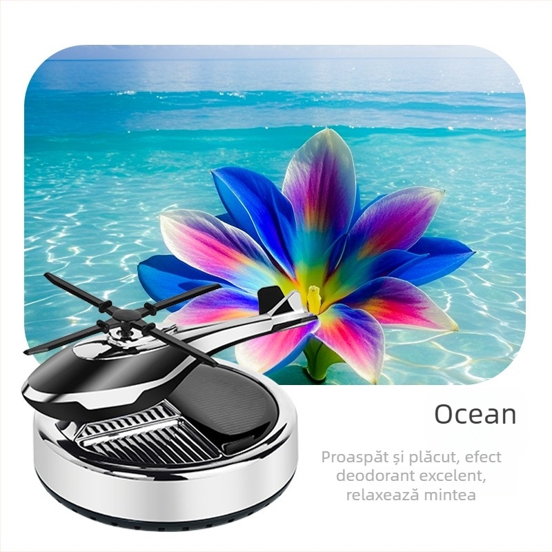 Ornament auto cu energie solară, elicopter rotativ, aromaterapie creativă, tablou de bord transfrontalier, accesorii auto pentru bărbați, suport pentru parfum