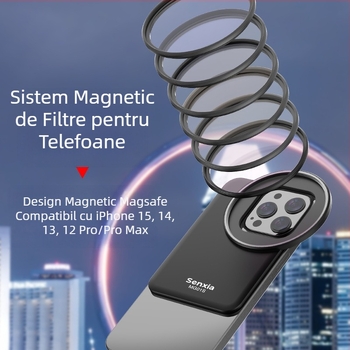 Adaptor de bază magnetică Magsafe pentru filtru de telefon mobil, potrivit pentru Apple Iphone 16, lentilă de telefon mobil cu reducere a luminii și filtru ND, negru