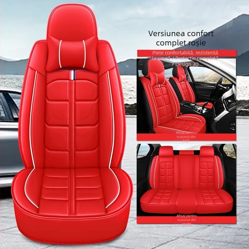 Hengkui Husă pentru scaun auto all-inclusive, pernă auto all-inclusive, patru anotimpuri, universală, complet închisă, husă pentru scaun vechi, husă auto