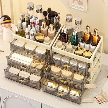 Cutie de depozitare pentru birou, raft de depozitare pentru cosmetice, sertar transparent, cutie de organizare a papetăriei pentru birou