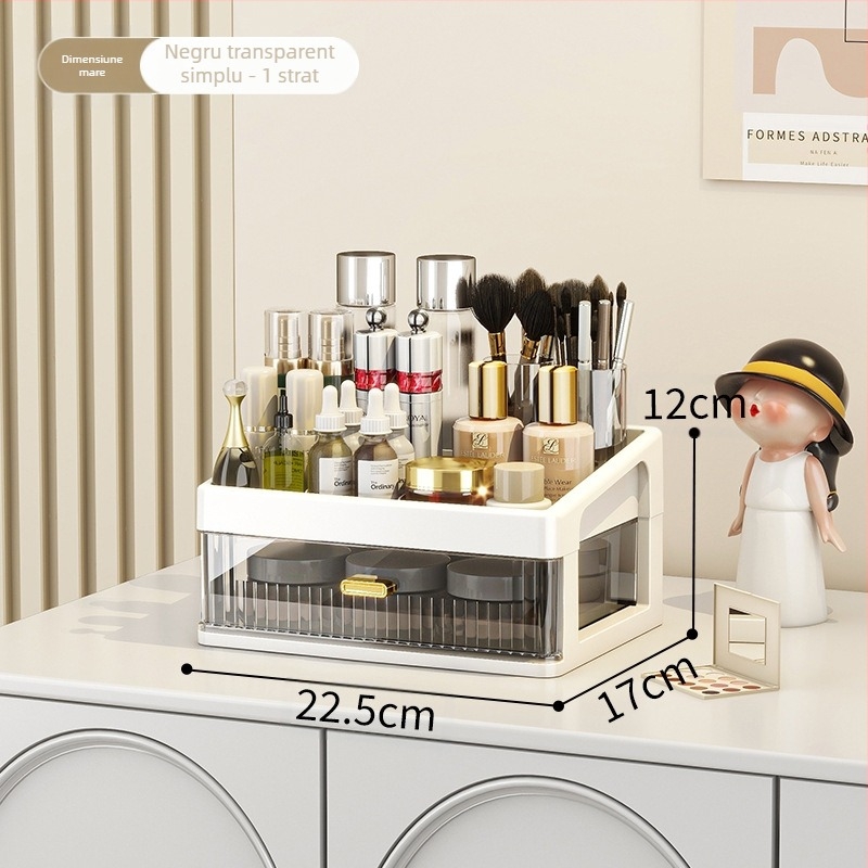 Cutie de depozitare pentru birou, raft de depozitare pentru cosmetice, sertar transparent, cutie de organizare a papetăriei pentru birou