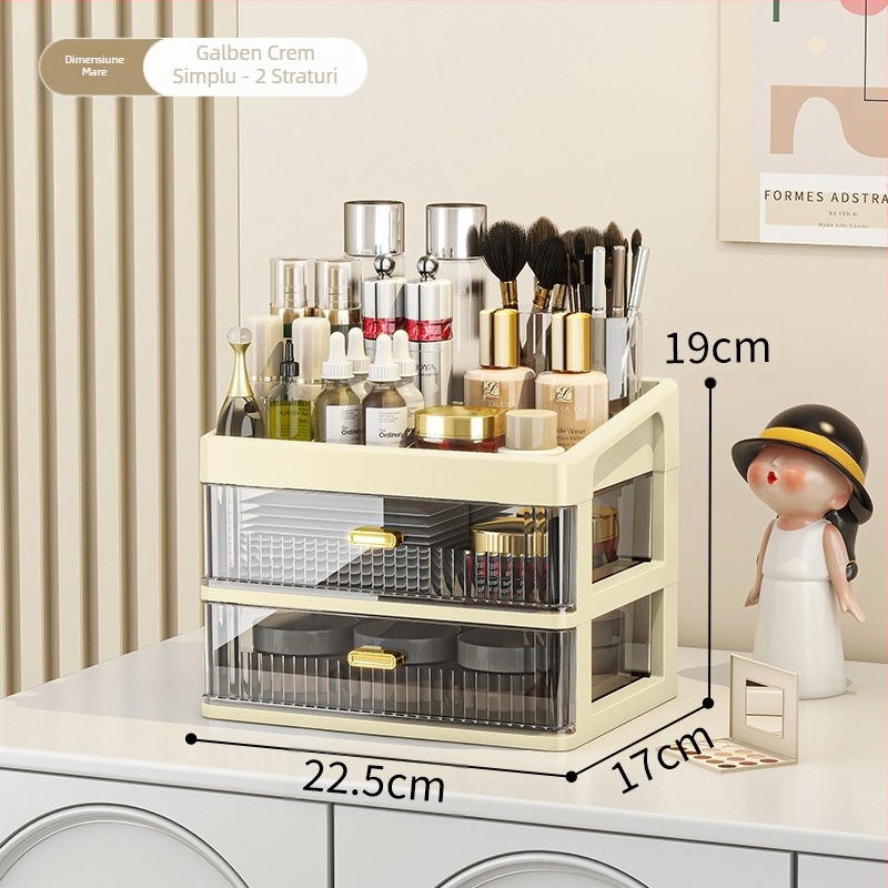 Cutie de depozitare pentru birou, raft de depozitare pentru cosmetice, sertar transparent, cutie de organizare a papetăriei pentru birou