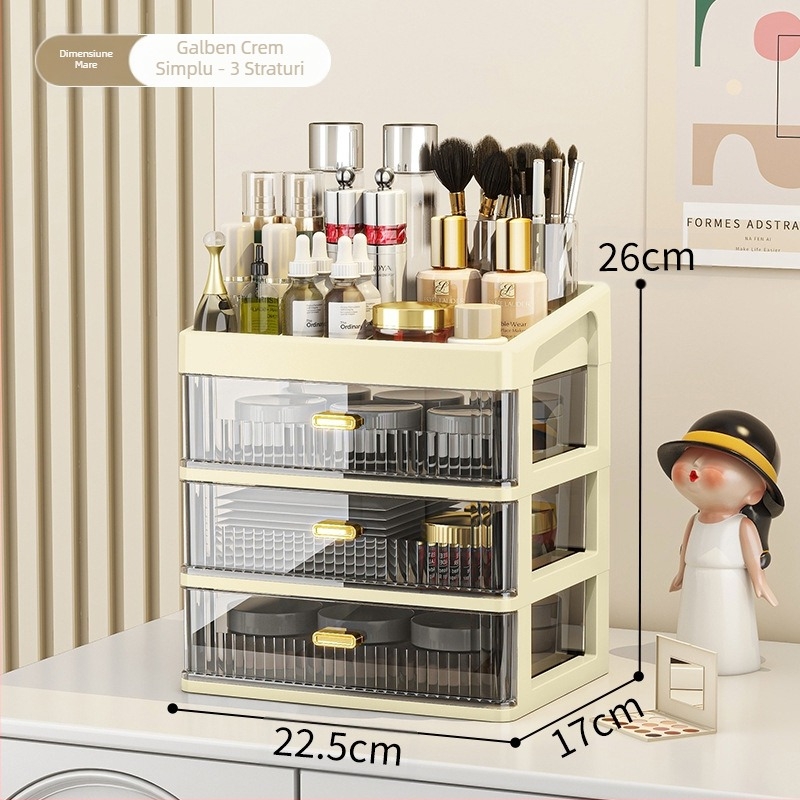 Cutie de depozitare pentru birou, raft de depozitare pentru cosmetice, sertar transparent, cutie de organizare a papetăriei pentru birou