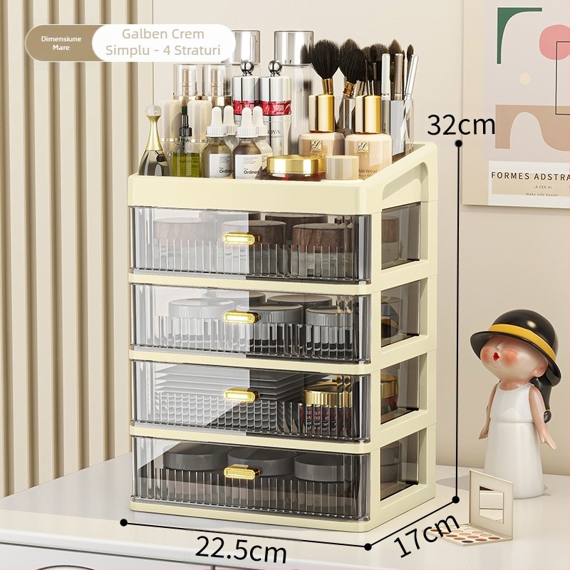 Cutie de depozitare pentru birou, raft de depozitare pentru cosmetice, sertar transparent, cutie de organizare a papetăriei pentru birou