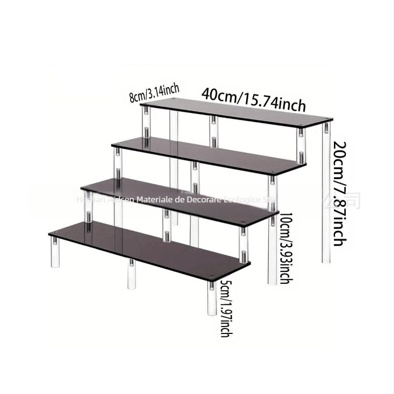 Raft de depozitare acrilic negru, suport de depozitare realizat manual, suport de afișare pentru brioșe, potrivit pentru petrecerea de ziua de naștere și nuntă acasă