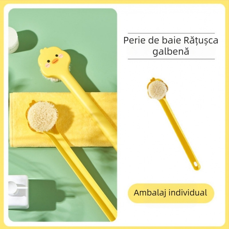 Perie de frecat cu mâner lung, perie de baie cu păr moale și față dublă, perie de baie din silicon, curățare corporală, perie de baie pentru frecarea spatelui, perie de artefacte, en-gros