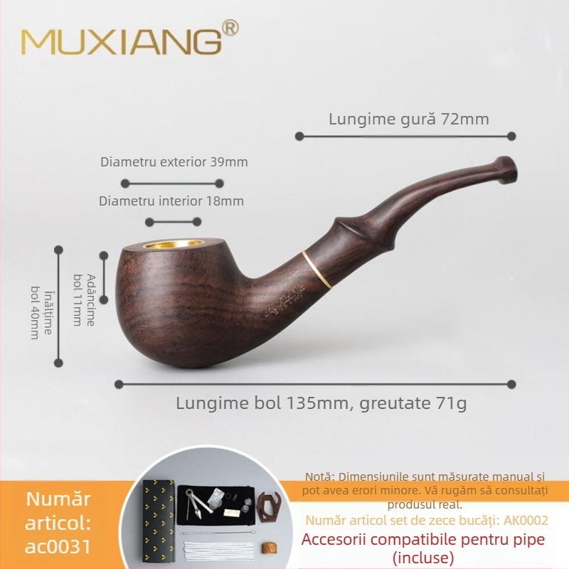 Pipă din lemn de trandafir, cu trei scopuri, pentru fumat uscat, accesorii, en-gros, pungă de tutun, oală de 9 mm, filtrată, din lemn masiv de santal