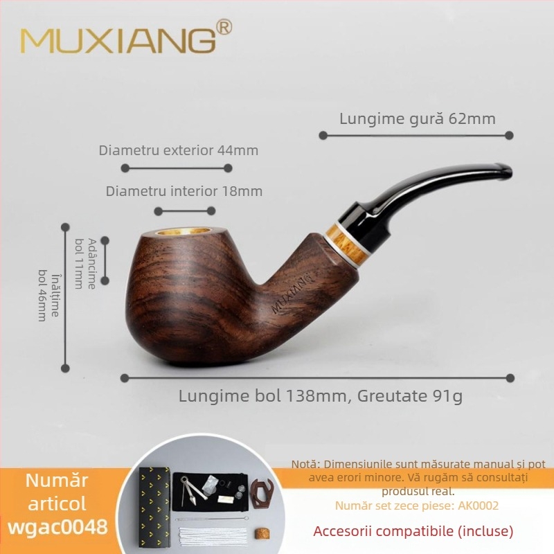 Pipă din lemn de trandafir, cu trei scopuri, pentru fumat uscat, accesorii, en-gros, pungă de tutun, oală de 9 mm, filtrată, din lemn masiv de santal