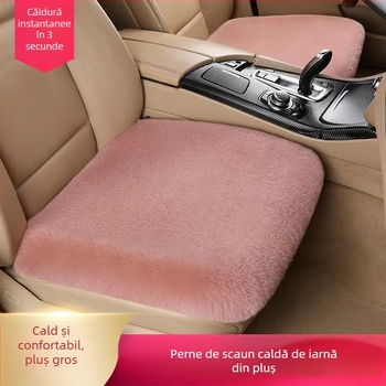 Pernă auto de iarnă, pernă universală caldă, fără legături, imitație de blană de iepure, antiderapantă, îngroșată, pernă auto en-gros