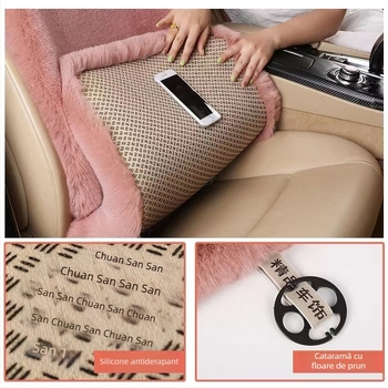 Pernă auto de iarnă, pernă universală caldă, fără legături, imitație de blană de iepure, antiderapantă, îngroșată, pernă auto en-gros