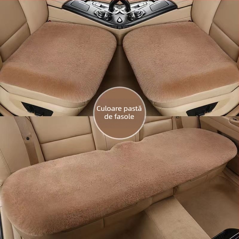 Pernă auto de iarnă, pernă universală caldă, fără legături, imitație de blană de iepure, antiderapantă, îngroșată, pernă auto en-gros