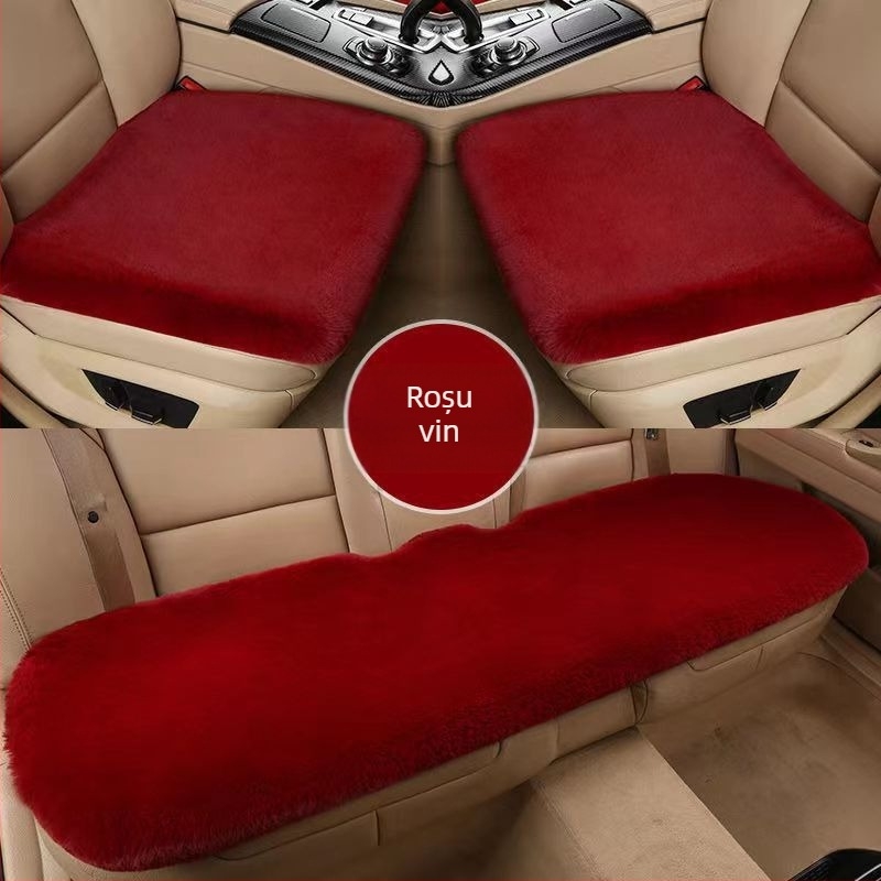 Pernă auto de iarnă, pernă universală caldă, fără legături, imitație de blană de iepure, antiderapantă, îngroșată, pernă auto en-gros