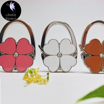 Export de comerț electronic Gadgeturi noi Trifoi cu patru foi pictat în ulei Trifoi rotund Cârlig pentru geantă de mână Cârlig pentru geantă de mână Agățat