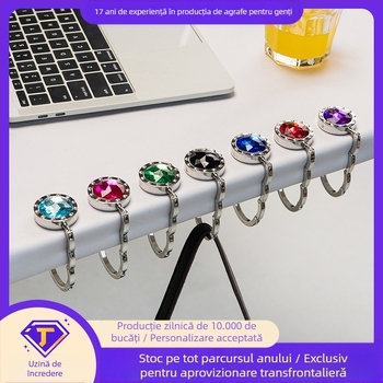 Cârlig rotund acrilic, cârlig lateral pentru birou, cârlig de cristal, cârlig pliabil pentru geantă, aliaj, modern și simplu