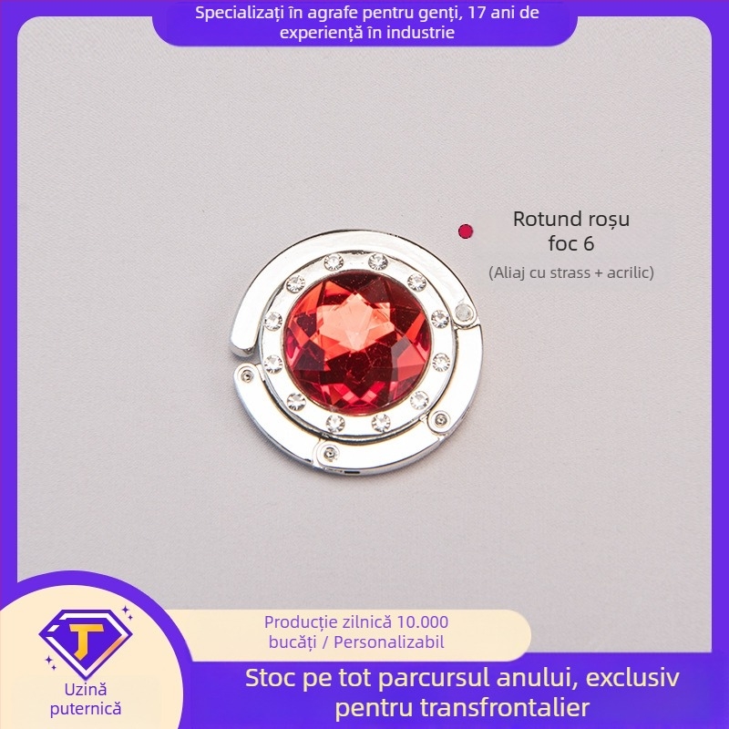 Cârlig rotund acrilic, cârlig lateral pentru birou, cârlig de cristal, cârlig pliabil pentru geantă, aliaj, modern și simplu