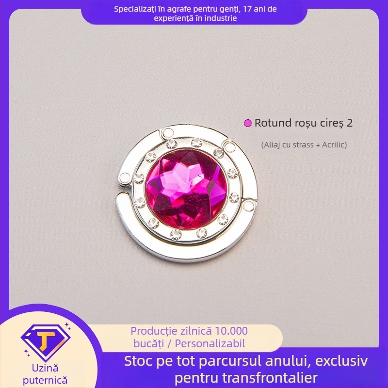 Cârlig rotund acrilic, cârlig lateral pentru birou, cârlig de cristal, cârlig pliabil pentru geantă, aliaj, modern și simplu