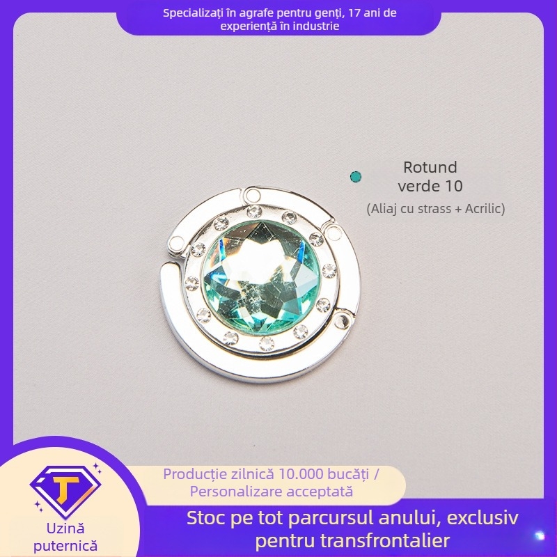 Cârlig rotund acrilic, cârlig lateral pentru birou, cârlig de cristal, cârlig pliabil pentru geantă, aliaj, modern și simplu