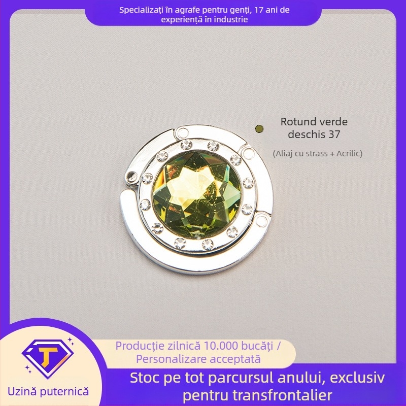 Cârlig rotund acrilic, cârlig lateral pentru birou, cârlig de cristal, cârlig pliabil pentru geantă, aliaj, modern și simplu