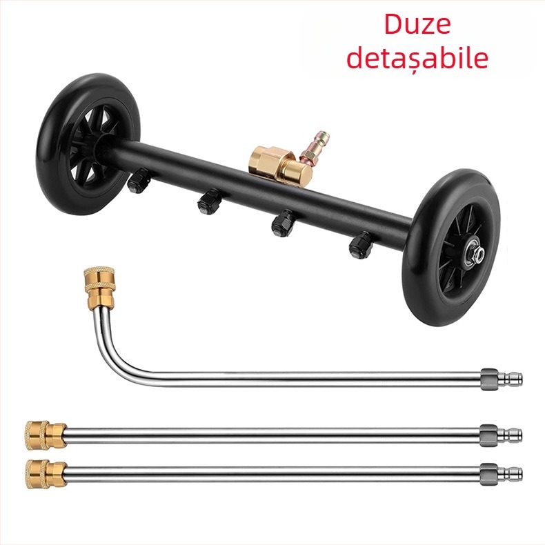 Curățător de drumuri transfrontalier pentru șasiul auto de înaltă presiune, duză de șasiu cu funcție dublă de 16 inch, mătură cu apă 4000PSI