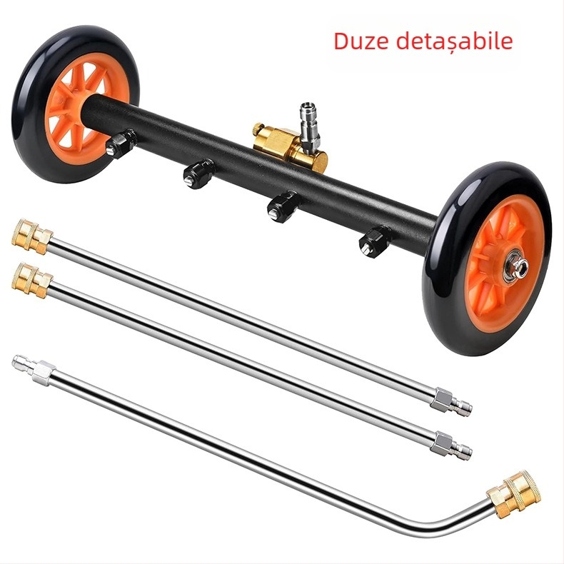 Curățător de drumuri transfrontalier pentru șasiul auto de înaltă presiune, duză de șasiu cu funcție dublă de 16 inch, mătură cu apă 4000PSI