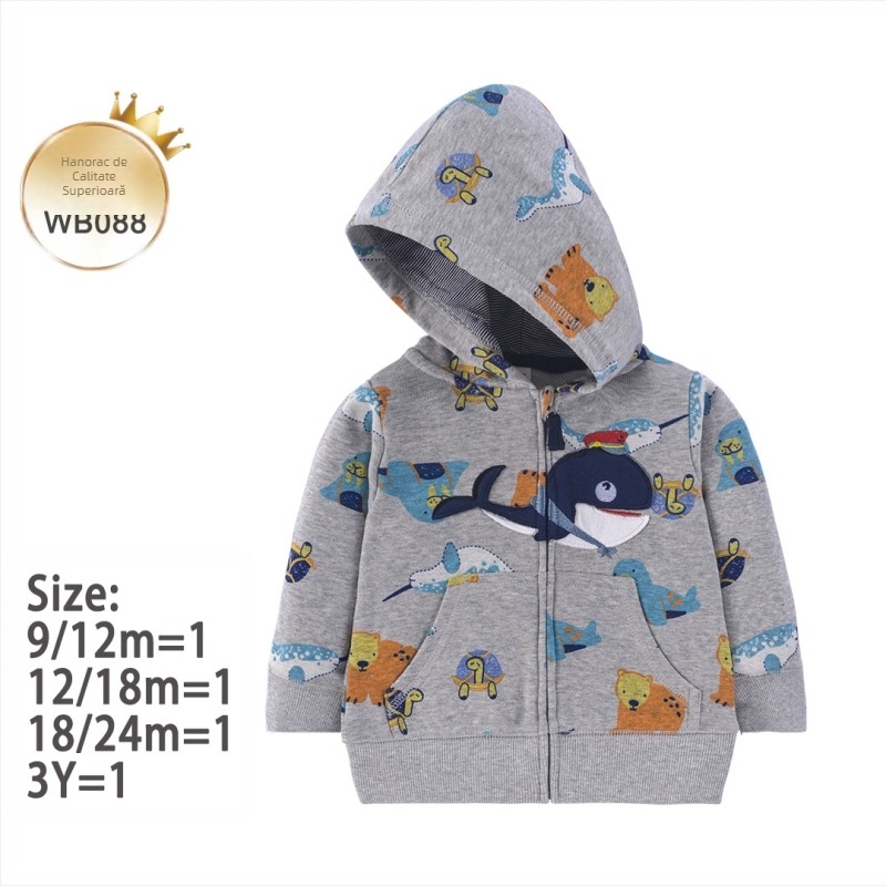 Fabrică transfrontalieră nouă unisex pulover pentru copii primăvara și toamna copii stil occidental casual top cu glugă cu fermoar cămașă pentru copii jachetă pentru copii