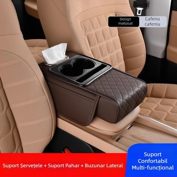 Cotiera centrală auto, suport pentru cotiera centrală, protecție pentru auto, cutie multifuncțională pentru țesuturi, suport pentru pahare, geantă de depozitare auto