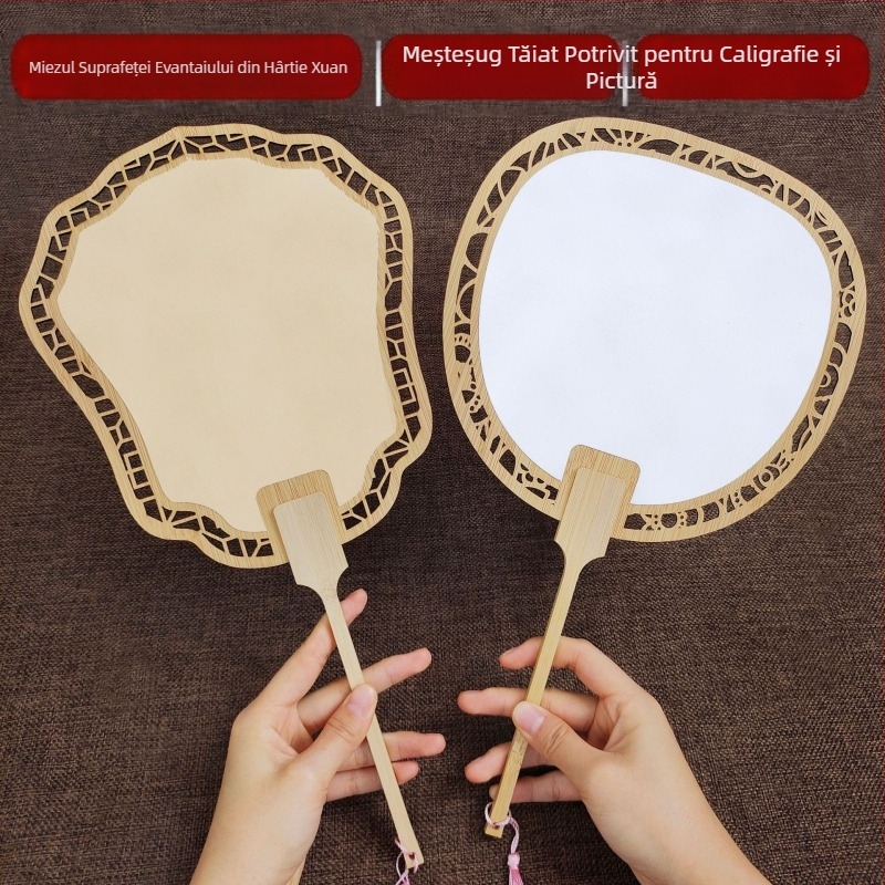 Evantai clasic de hârtie Xuan gol, față-verso, pictură chinezească DIY, caligrafie pictată manual, evantai pe jumătate gătit, evantai de curte