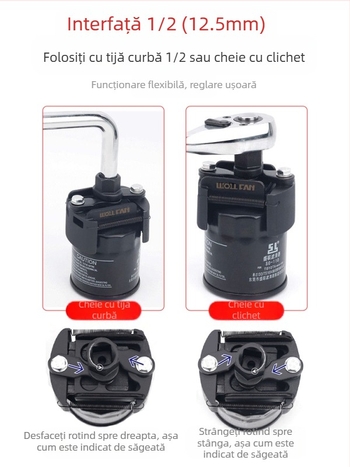 Cheie pentru elementul filtrului de ulei, cheie pentru filtru, instrument de îndepărtare și manipulare a grilei de ulei, cheie pentru filtru, tip capac