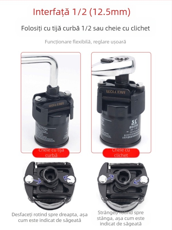 Cheie pentru elementul filtrului de ulei, cheie pentru filtru, instrument de îndepărtare și manipulare a grilei de ulei, cheie pentru filtru, tip capac