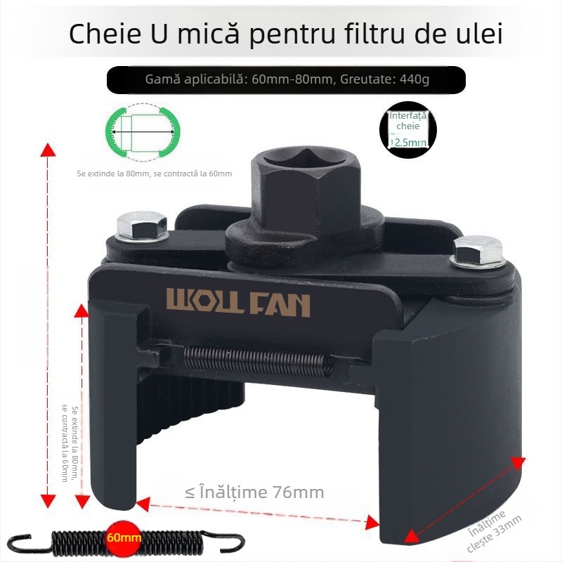 Cheie pentru elementul filtrului de ulei, cheie pentru filtru, instrument de îndepărtare și manipulare a grilei de ulei, cheie pentru filtru, tip capac