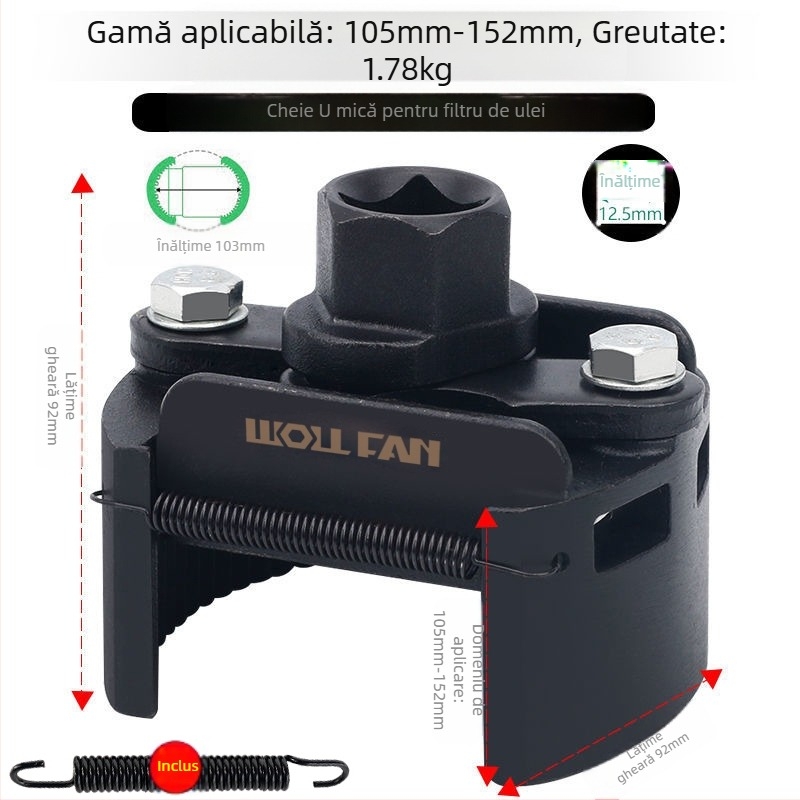 Cheie pentru elementul filtrului de ulei, cheie pentru filtru, instrument de îndepărtare și manipulare a grilei de ulei, cheie pentru filtru, tip capac