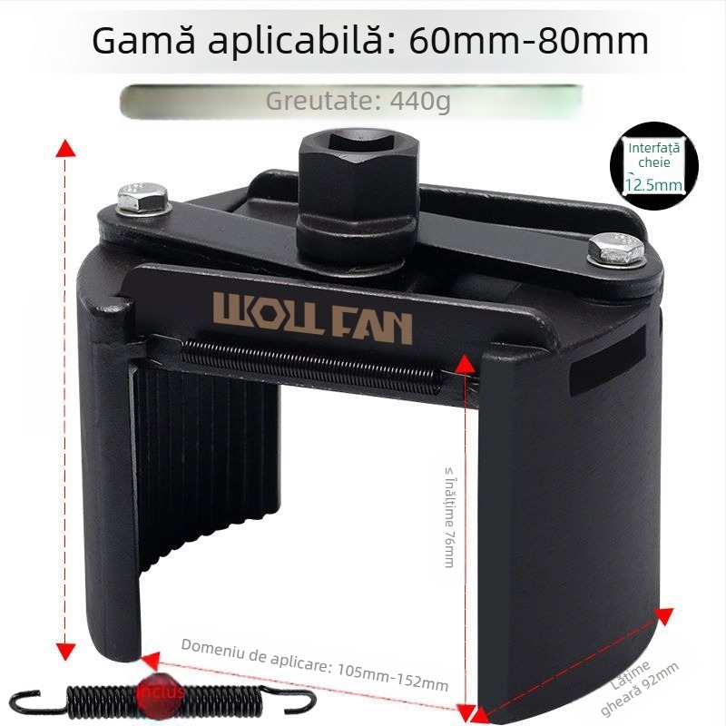 Cheie pentru elementul filtrului de ulei, cheie pentru filtru, instrument de îndepărtare și manipulare a grilei de ulei, cheie pentru filtru, tip capac