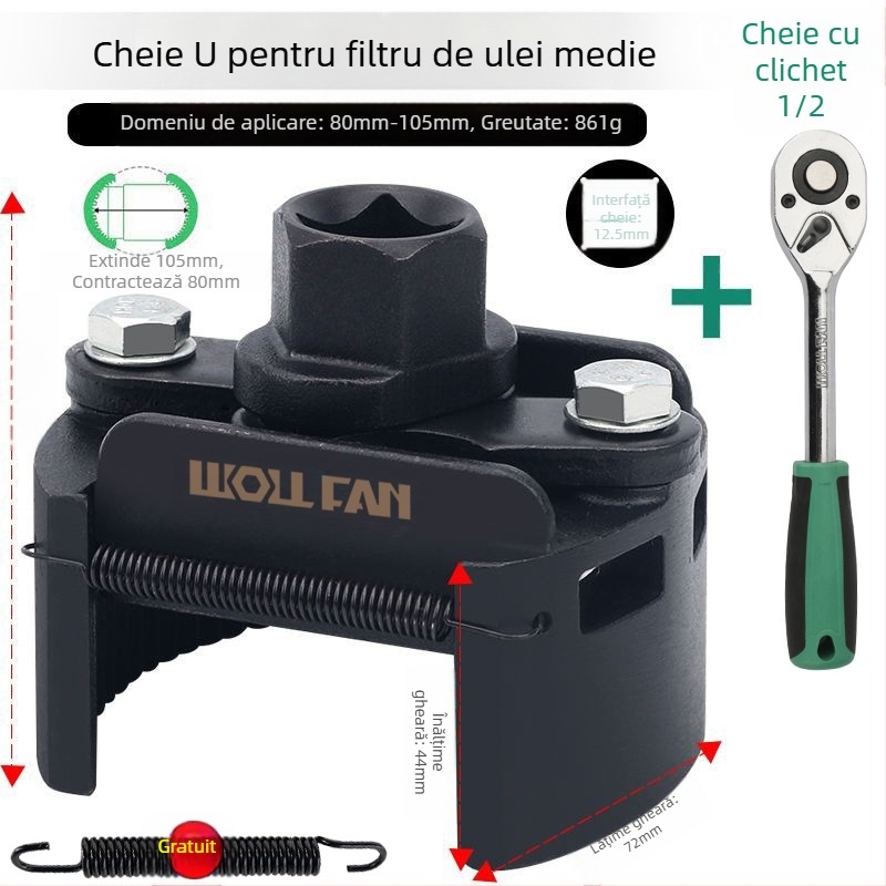 Cheie pentru elementul filtrului de ulei, cheie pentru filtru, instrument de îndepărtare și manipulare a grilei de ulei, cheie pentru filtru, tip capac
