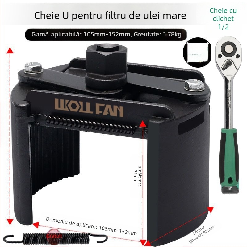 Cheie pentru elementul filtrului de ulei, cheie pentru filtru, instrument de îndepărtare și manipulare a grilei de ulei, cheie pentru filtru, tip capac