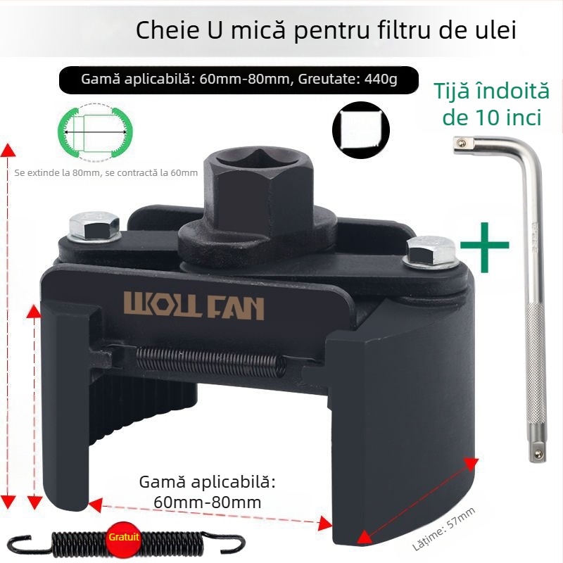 Cheie pentru elementul filtrului de ulei, cheie pentru filtru, instrument de îndepărtare și manipulare a grilei de ulei, cheie pentru filtru, tip capac