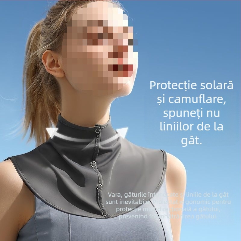 Eșarfă de mătase, eșarfă de protecție solară de vară pentru femei, șal subțire de mătase de gheață, șal de conducere în aer liber, anti-UV, protecție pentru gât, guler fals, acoperire pentru gât