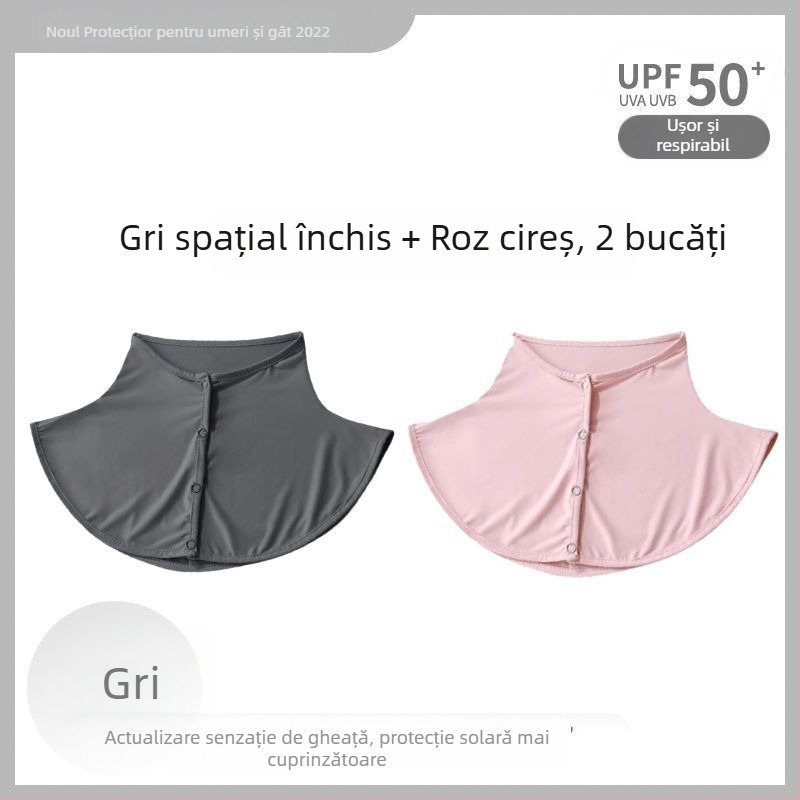 Eșarfă de mătase, eșarfă de protecție solară de vară pentru femei, șal subțire de mătase de gheață, șal de conducere în aer liber, anti-UV, protecție pentru gât, guler fals, acoperire pentru gât