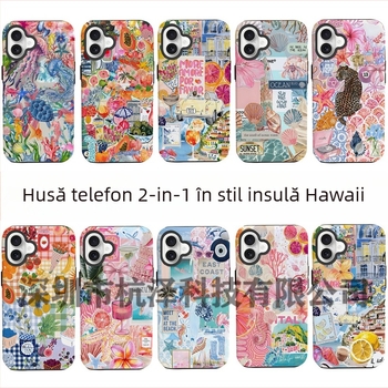 Carcasă de telefon populară în stil insular pentru comerț exterior, potrivită pentru iPhone 16, model nou, două în unul, Apple 15 PM, rezistentă la șocuri