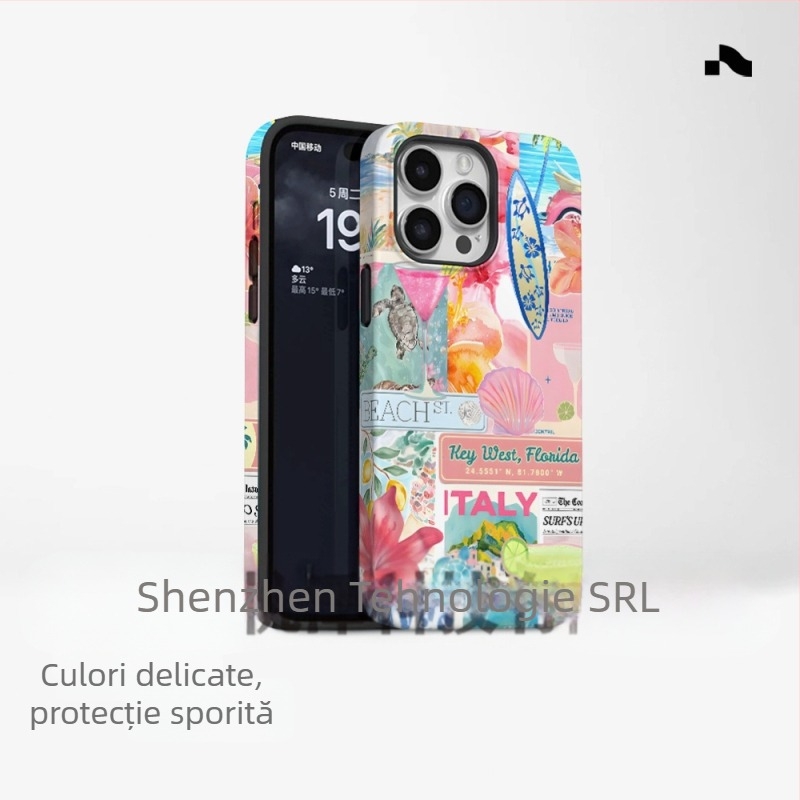 Carcasă de telefon populară în stil insular pentru comerț exterior, potrivită pentru iPhone 16, model nou, două în unul, Apple 15 PM, rezistentă la șocuri