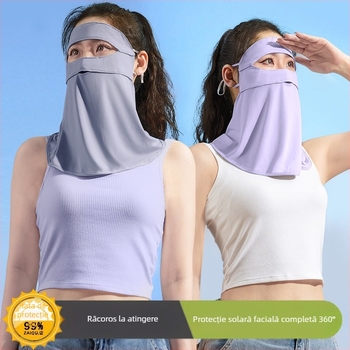 Masca de față completă cu protecție solară UV, mătase de mătase de gheață, pentru femei, parasolar, Gini Neck Face Eye Corner Mask