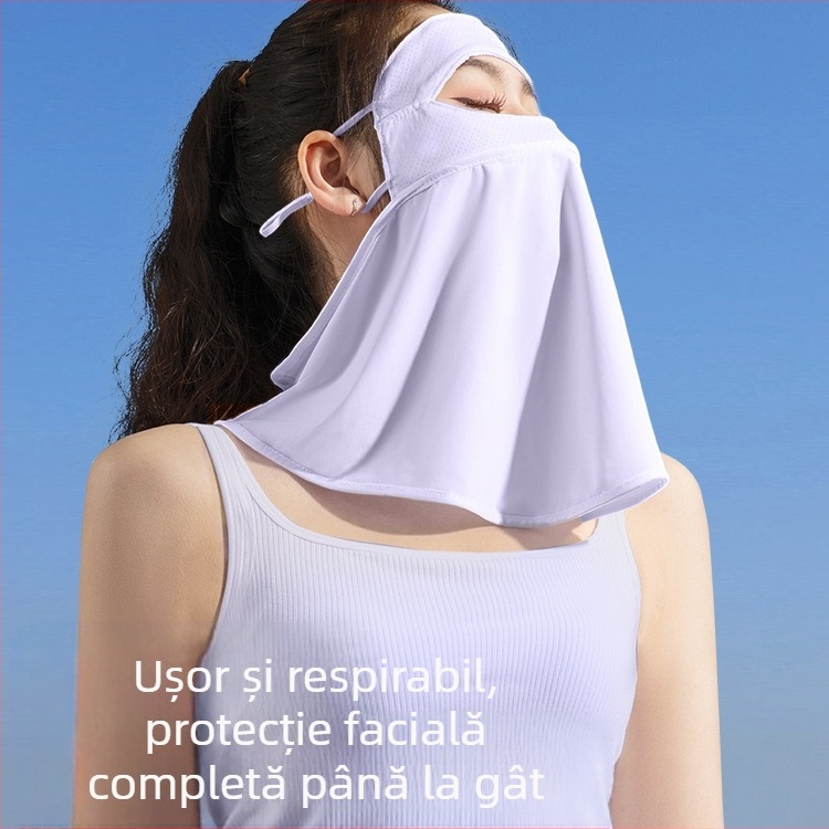 Masca de față completă cu protecție solară UV, mătase de mătase de gheață, pentru femei, parasolar, Gini Neck Face Eye Corner Mask