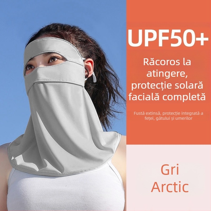 Masca de față completă cu protecție solară UV, mătase de mătase de gheață, pentru femei, parasolar, Gini Neck Face Eye Corner Mask