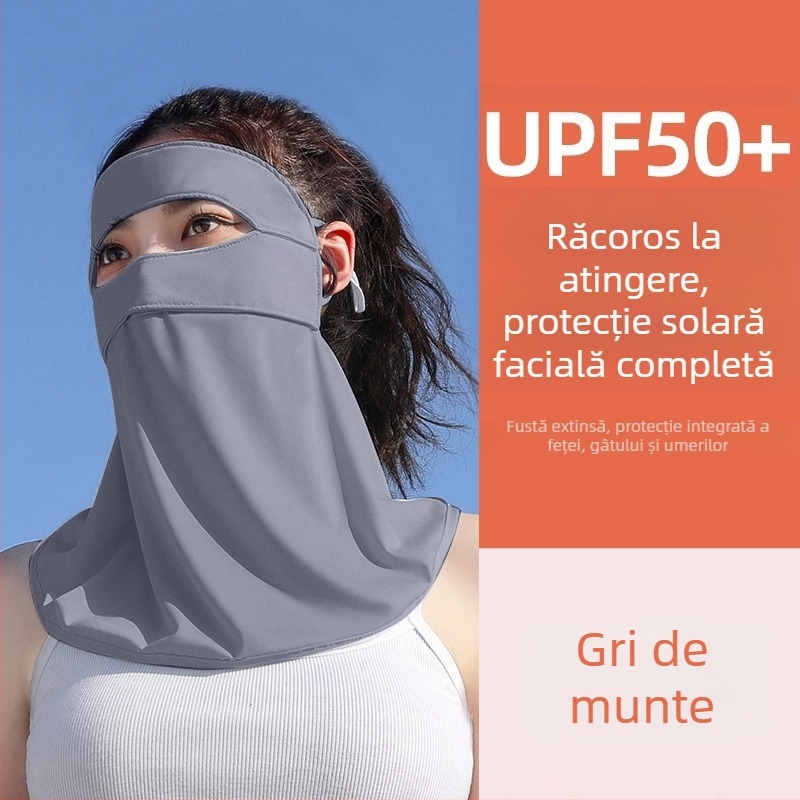 Masca de față completă cu protecție solară UV, mătase de mătase de gheață, pentru femei, parasolar, Gini Neck Face Eye Corner Mask