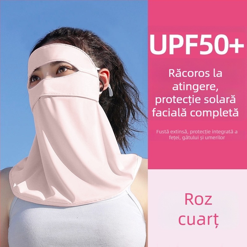 Masca de față completă cu protecție solară UV, mătase de mătase de gheață, pentru femei, parasolar, Gini Neck Face Eye Corner Mask