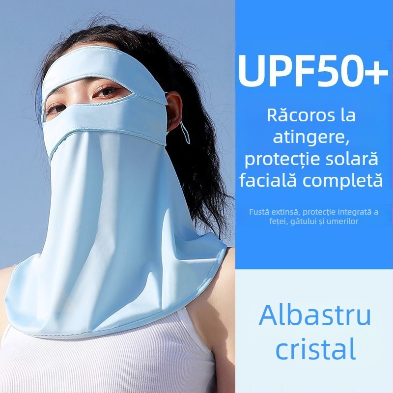 Masca de față completă cu protecție solară UV, mătase de mătase de gheață, pentru femei, parasolar, Gini Neck Face Eye Corner Mask