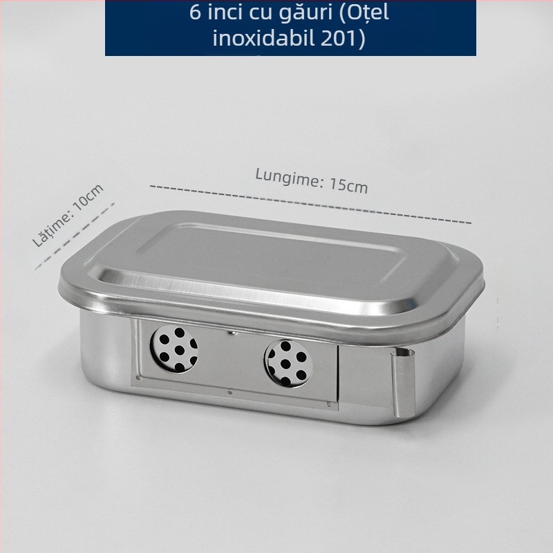 Cutie de dezinfectare din oțel inoxidabil 304 îngroșat cu capac și găuri, placă pătrată pentru dezinfecție chirurgicală, placă pentru instrumente chirurgicale