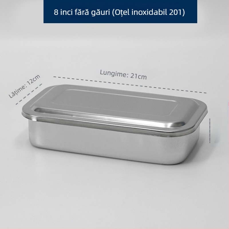 Cutie de dezinfectare din oțel inoxidabil 304 îngroșat cu capac și găuri, placă pătrată pentru dezinfecție chirurgicală, placă pentru instrumente chirurgicale