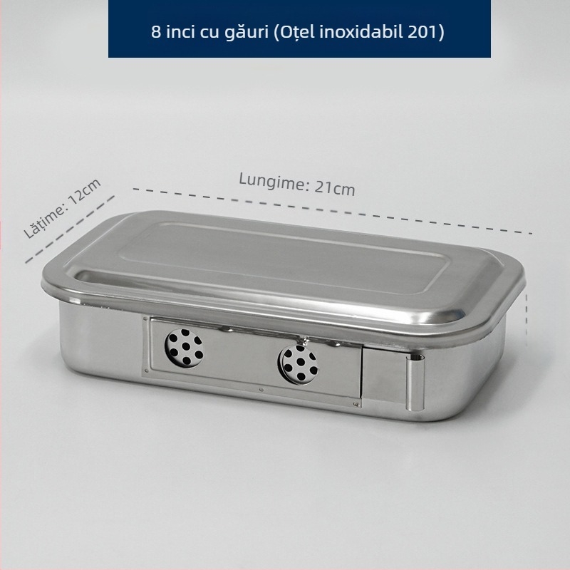 Cutie de dezinfectare din oțel inoxidabil 304 îngroșat cu capac și găuri, placă pătrată pentru dezinfecție chirurgicală, placă pentru instrumente chirurgicale