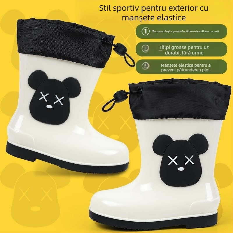 Cizme de ploaie pentru copii pentru băieți și fete, pantofi de apă pentru bebeluși cu desene animate, cizme de apă drăguțe pentru copii, pantofi impermeabili antiderapanți și calduri pentru studenți